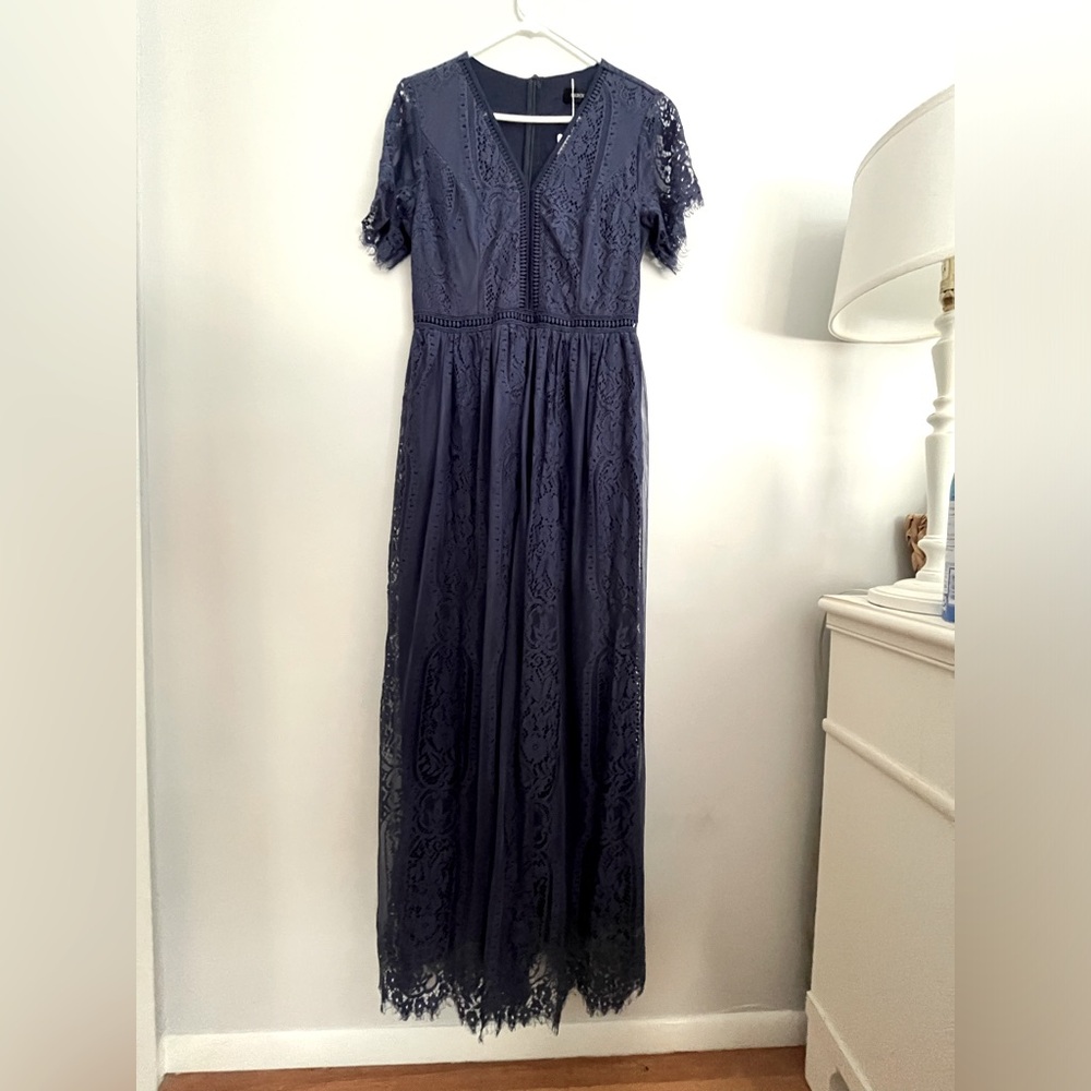 Dark Blue Lade Maxi Dress